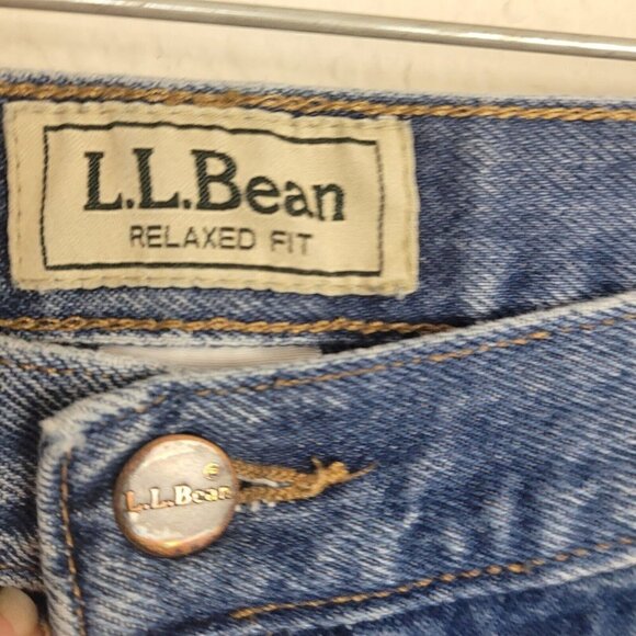 Vtg L.L. Bean Relaxed Fit Blue Jeans 42x34 Big Mens Med Wash Heavy Work Denim - Picture 5 of 9